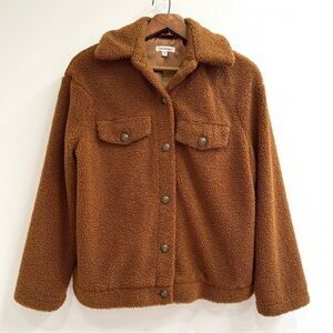 Max Studio Sherpa faux fur teddy jacket brown size medium